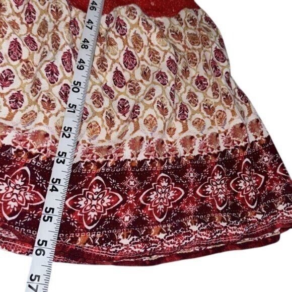 Xhilaration Beige & Red Floral Boho Maxi Dress XL Adjustable Straps Sleeveless - Picture 6 of 7